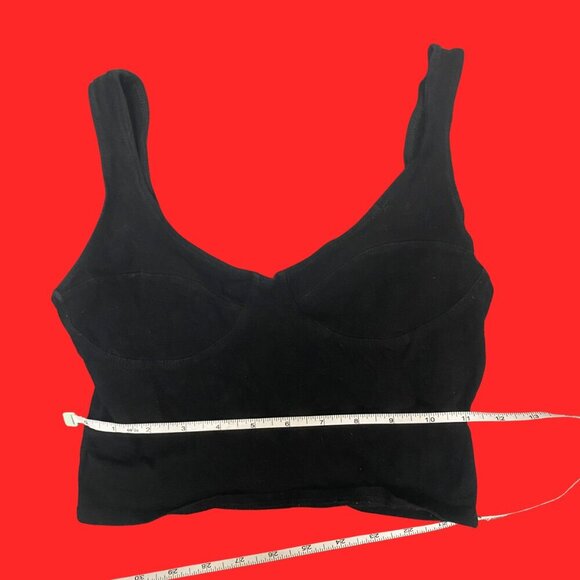 Me to We Black Cropped Tank with Built-In Bust Detail – XS Cotton Blend - Picture 4 of 6